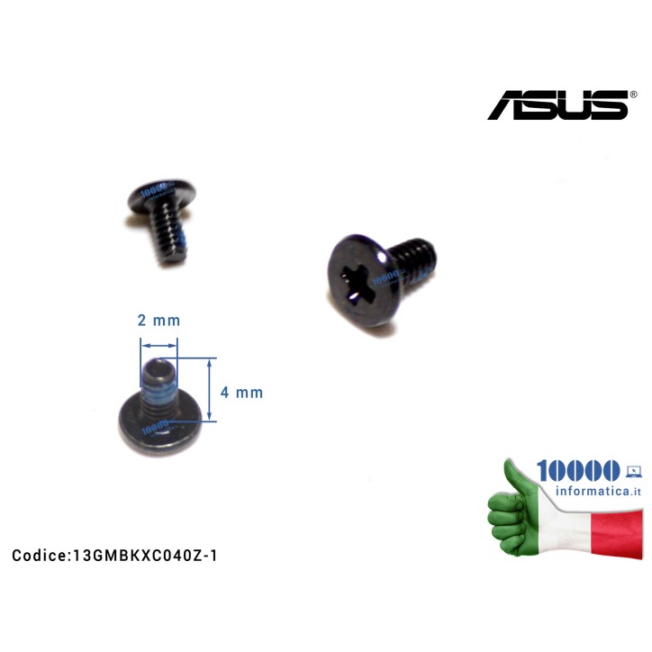 Vite di Fissaggio Notebook [M2*4L (K) B-ZN NY] (1 PZ) ASUS A52J 1011PX X101 F200 F550C G751 K52 N56 P552LA PU451 TP500 U36 UX510