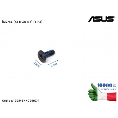 Vite di Fissaggio Notebook [M2*5L (K) B-ZN NY] (1 PZ) ASUS A555LD F302LA F553MA F555LA F555LD F556U G750J K501 N56V X451M X555L