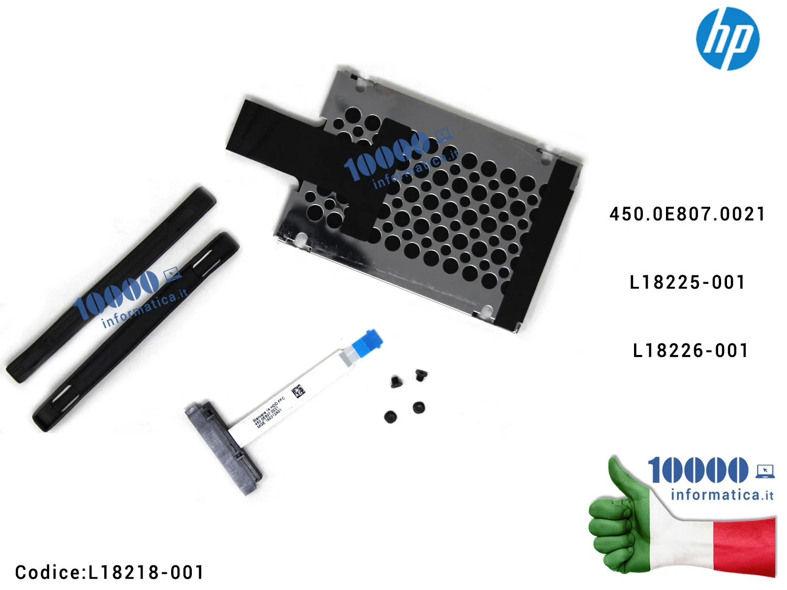 L18218-001 KIT Supporto Caddy + Cavo Connettore HDD Hard Disk HP Pavilion X360 14-CD 14M-CD 15-CN 14M-CD0003DX 14-CD054TU 14-...