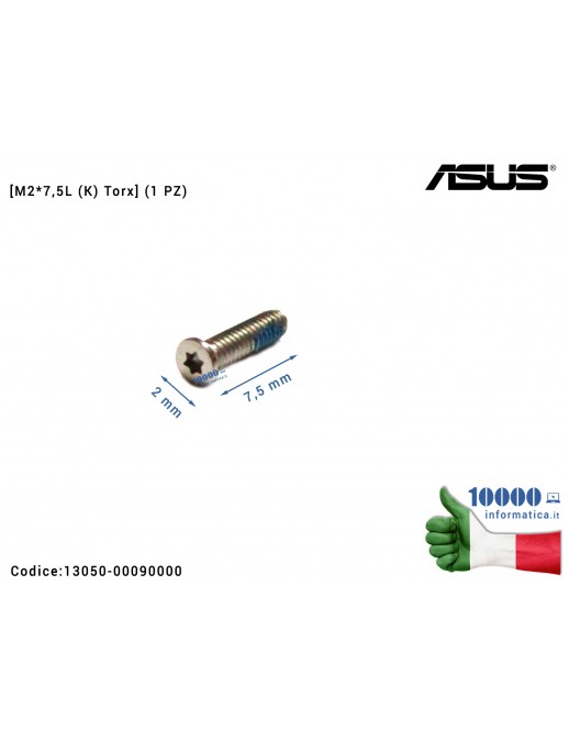 Vite di Fissaggio Notebook [M2*7,5L (K) Torx] (1 PZ) ASUS ZenBook UX21A UX21E UX31A UX31E UX42VS UX31LA UX303LA UX303LN UX303LB 