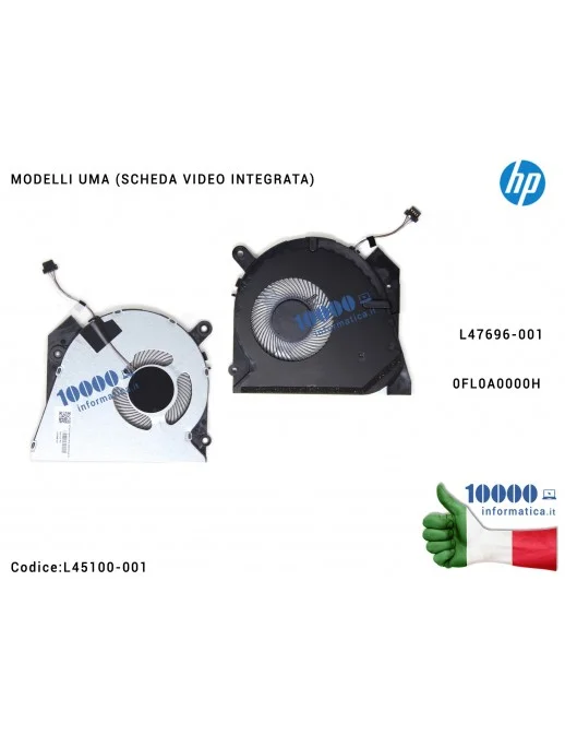 L45100-001 Ventola di Raffreddamento Fan CPU HP [UMA] ProBook 450 G6 450 G7 HSN-Q16C (VGA INTEGRATA) 0FL0A0000H L47696-001 L4...