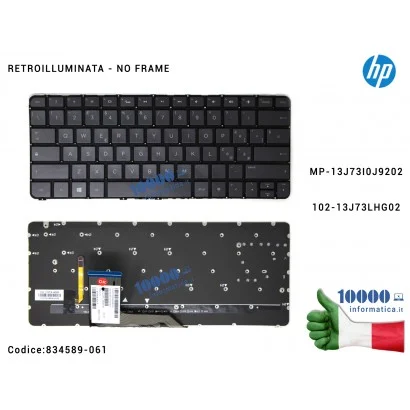 834589-061 Tastiera Italiana Retroilluminata (NERA) HP Spectre x360 13-4000 13-4100 13-4200 (SENZA FRAME) 834589-061 MP-13J73...