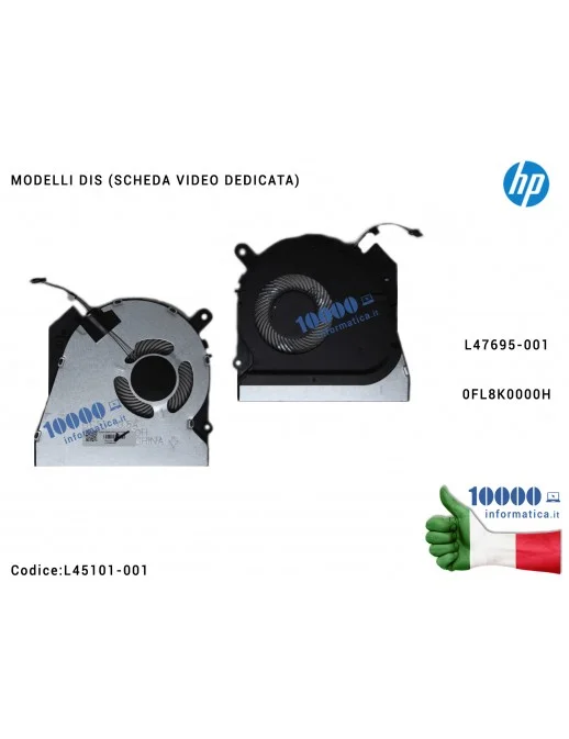 L45101-001 Ventola di Raffreddamento Fan CPU HP [DIS] ProBook 450 G6 450 G7 455R G6 455 G6 455 G7 HSN-Q16C (VGA DEDICATA) L47...