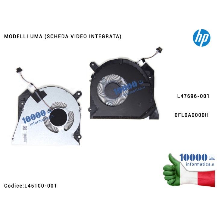 Ventola di Raffreddamento Fan CPU HP [UMA] ProBook 450 G6 450 G7 HSN-Q16C (VGA INTEGRATA) 0FL0A0000H L47696-001 L47695-001 L4510