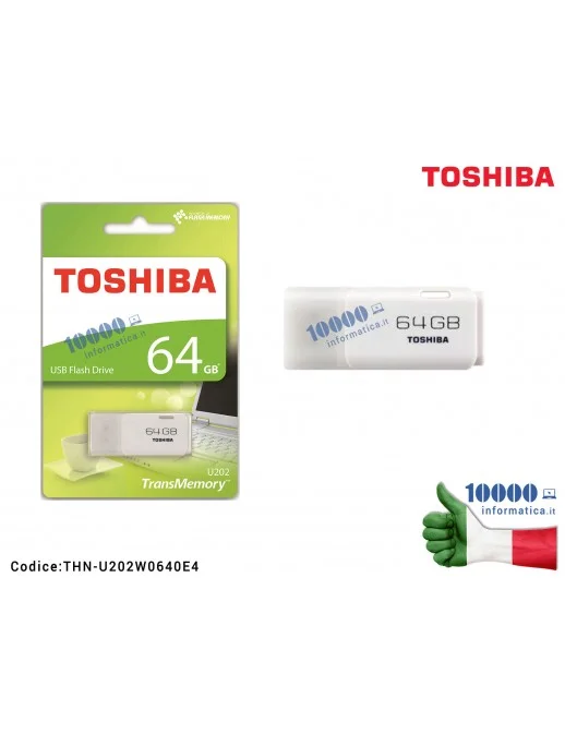 THN-U202W0640E4 Chiavetta USB Pen Drive TOSHIBA TranMemory U202 HAYABUSA USB 2.0 [64 GB]