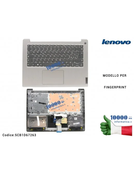 5CB1D67263 Tastiera Italiana Completa di Top Case Superiore LENOVO IdeaPad 3-14IML05 (81WA) [GRAY] 5CB0X56616 5CB1D67263 L81WA