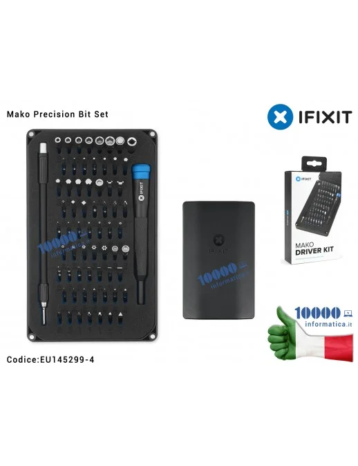 EU145299-4 iFixit Mako Precision Bit Set - Starter set di riparazione 64 punte di precisione (4 mm) cacciavite e strumenti di...