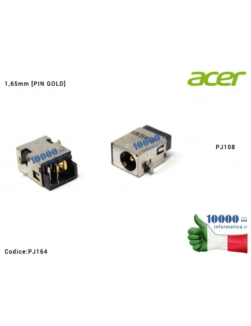 PJ164-1.65 Connettore DC Power Jack PJ164 [1,65mm] ACER Aspire One 751 751H AO751H ZA3 ZG8 Aspire 1410T 1810T 1810TZ Gateway ...