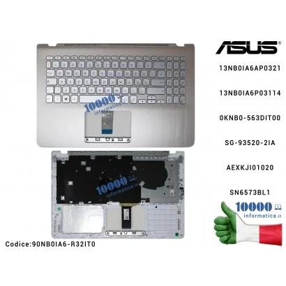 90NB0IA6-R32IT0 Tastiera Italiana Retroilluminata Completa di Top Case Superiore ASUS X530 S530 [Icicle Gold - ORO] VivoBook ...