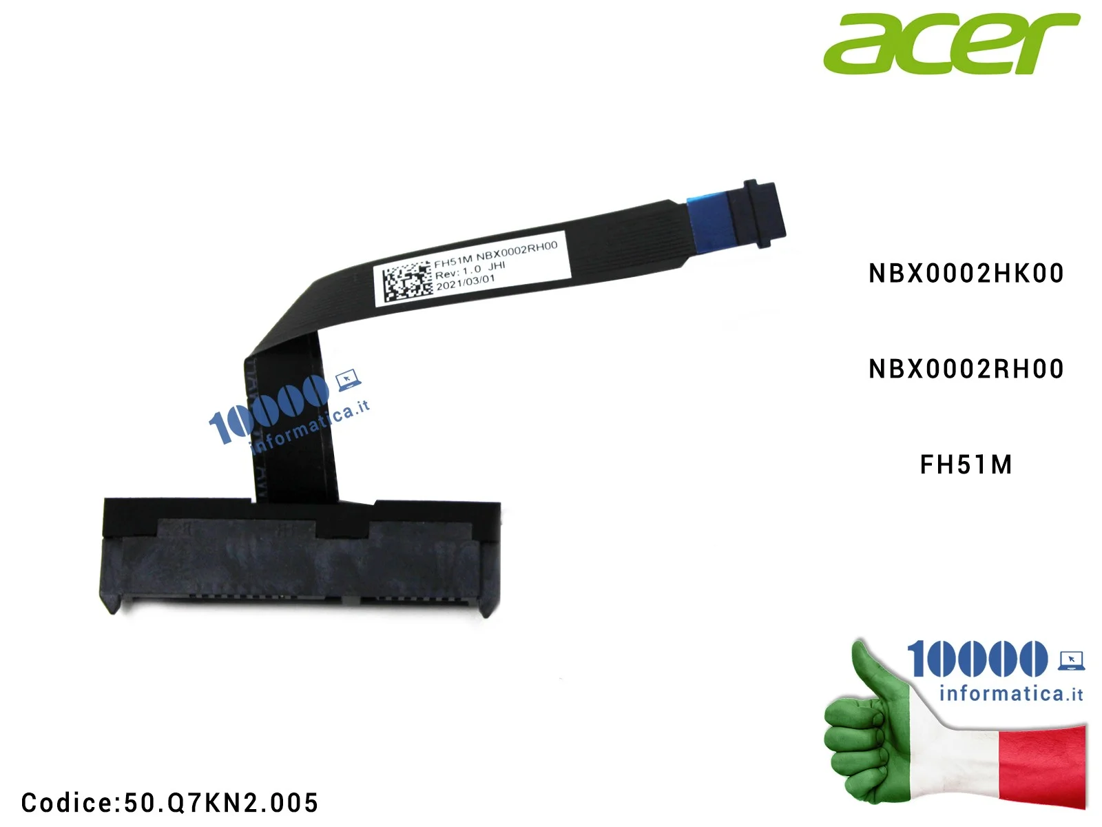50.Q7KN2.005 Cavo Hard Disk FFC HDD ACER Nitro AN515-44 AN515-55 AN517-52 AN517-55 NBX0002HK00 NBX0002RH00 FH51M 50Q7KN2005 5...