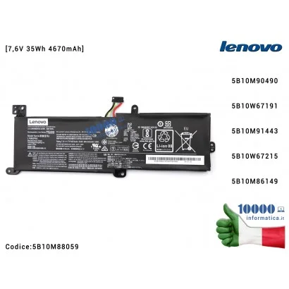 5B10M88059 Batteria L16C2PB1 LENOVO IdeaPad 320-14AST 320-14IAP 320-14IKB 320-14ISK 320-15ABR 320-15AST [7,6V 35Wh 4670mAh] 5...