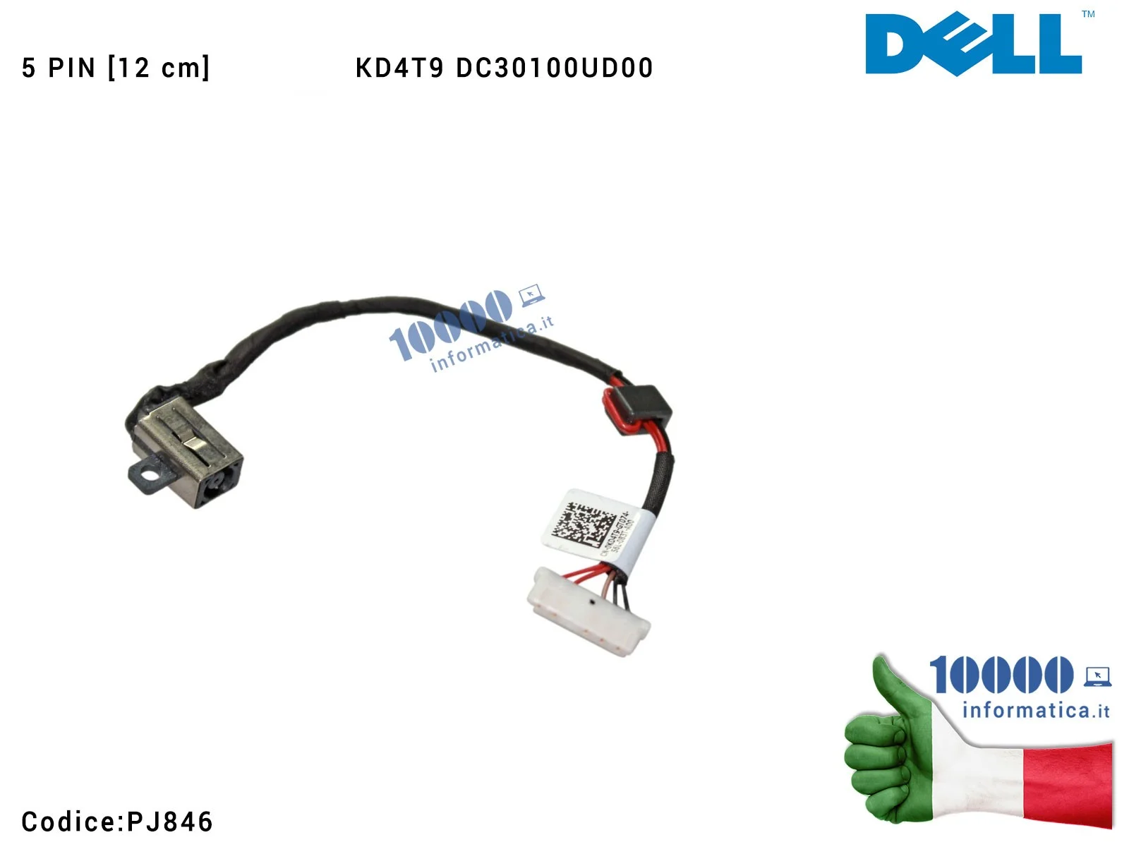 KD4T9 Connettore DC Power Jack PJ846 Dell Inspiron p/n DC30100UD00 Connettore DC Power Jack PJ846 DELL Inspiron 15-3558 15-35...