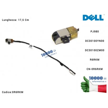 R6RKM Connettore DC Power Jack PJ890 [18 cm] DELL Inspiron 15-5565 15-5567 17-5765 17-5767 P66F [REV 1.0] DC30100YN00 BAL30 D...