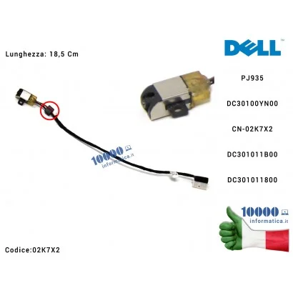 DC30100YN00 Connettore DC Power Jack PJ935 [18 cm] DELL Inspiron 15-5565 15-5567 17-5765 17-5767 P66F [REV 2.0] DC30100YN00 D...