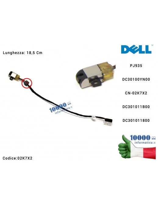 DC30100YN00 Connettore DC Power Jack PJ935 [18 cm] DELL Inspiron 15-5565 15-5567 17-5765 17-5767 P66F [REV 2.0] DC30100YN00 D...