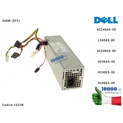 1GC38 Alimentatore ATX Desktop DELL 240W OptiPlex 390 790 990 3010 7010 9010 GX790 GX990 (SFF) 1GC38 VMRD2 N9MWK T5VF6 3WN11 ...