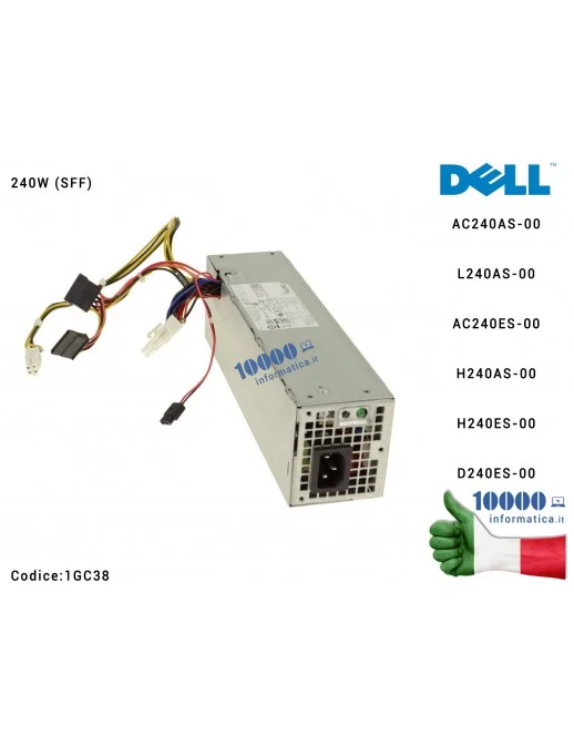 1GC38 Alimentatore ATX Desktop DELL 240W OptiPlex 390 790 990 3010 7010 9010 GX790 GX990 (SFF) 1GC38 VMRD2 N9MWK T5VF6 3WN11 ...