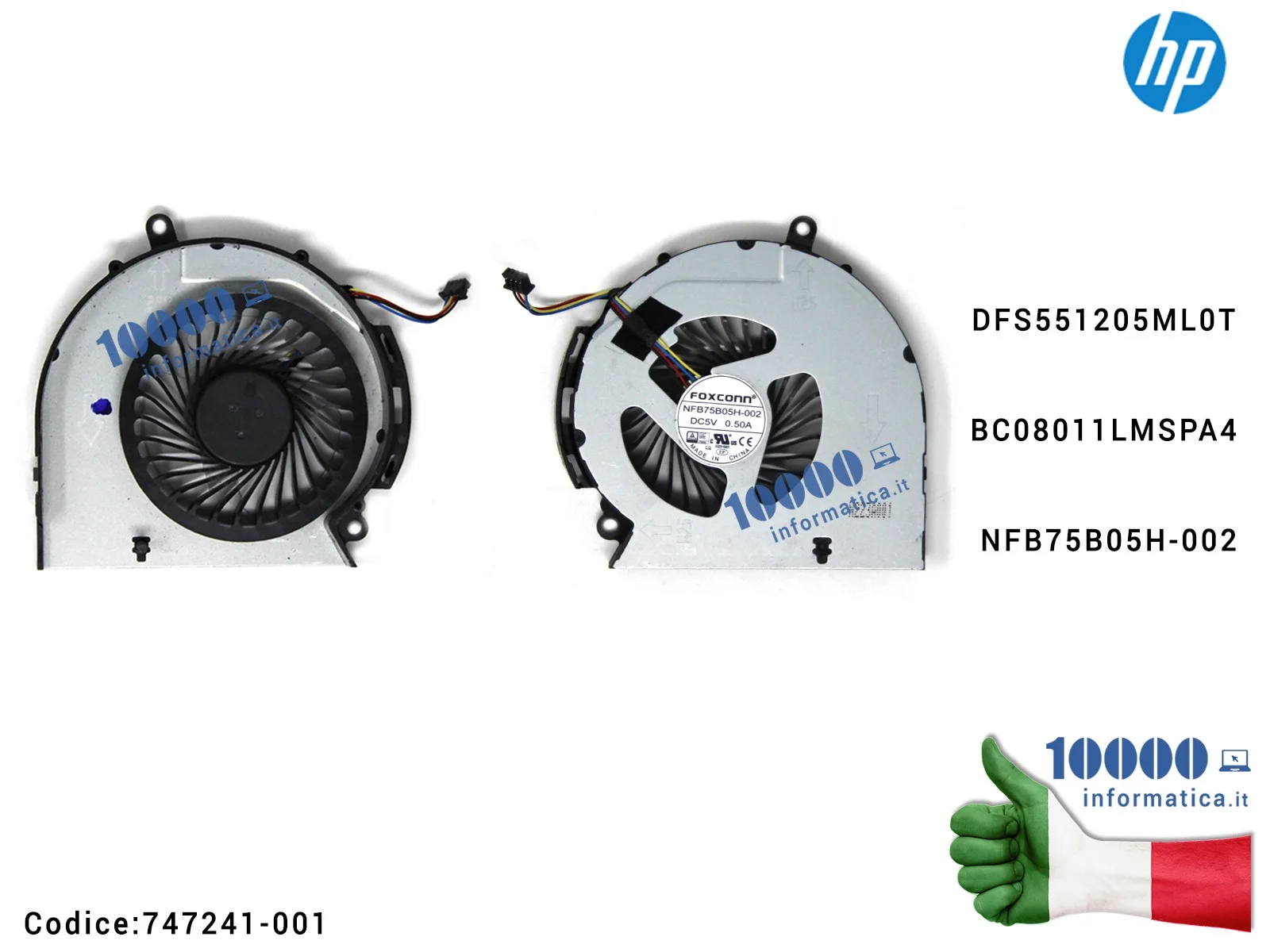NFB75B05H-002 Ventola Fan CPU HP 15-A 14-D 15-D 246 G2 250 G2 240 G2 255 G2 (VGA INTEGRATA) 14-D032 15-D101TX CQ15-A101 (UMA)...