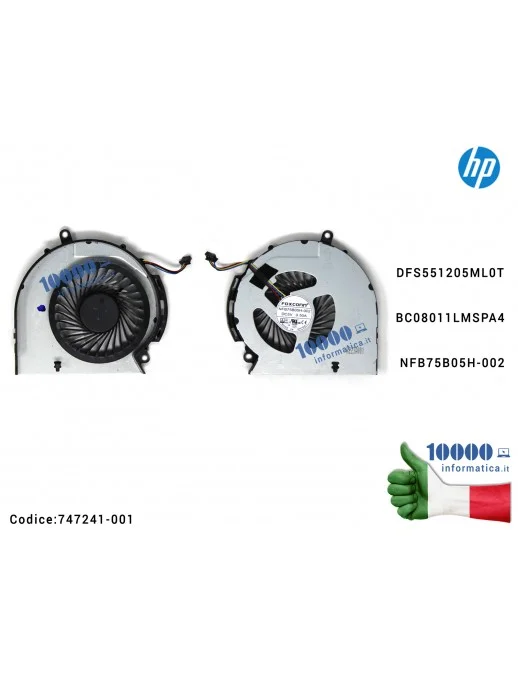 NFB75B05H-002 Ventola Fan CPU HP 15-A 14-D 15-D 246 G2 250 G2 240 G2 255 G2 (VGA INTEGRATA) 14-D032 15-D101TX CQ15-A101 (UMA)...