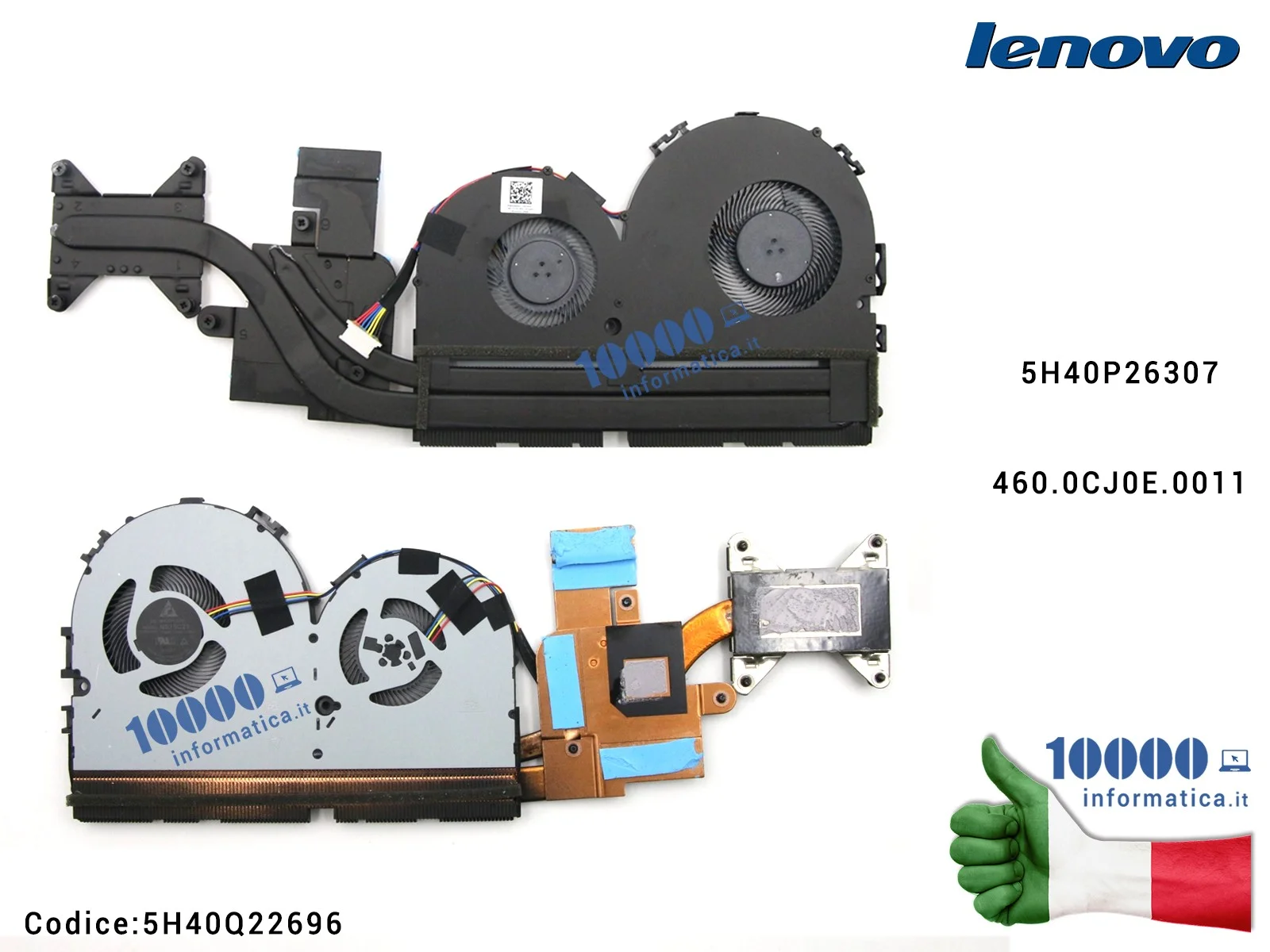 5H40Q22696 Ventola Fan con Dissipatore Heatsink LENOVO IdeaPad 720-15IKB (81C7) (81AG) 5H40Q22696 5H40P26307 460.0CJ0E.0011 [...