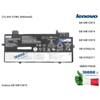 5B10W13973 Batteria L20M4P71 LENOVO ThinkPad X1 Yoga 6th Gen X1 Carbon 9th Gen [15,44V 57Wh 3695mAh] 5B10W13972 5B10W13974 5B...