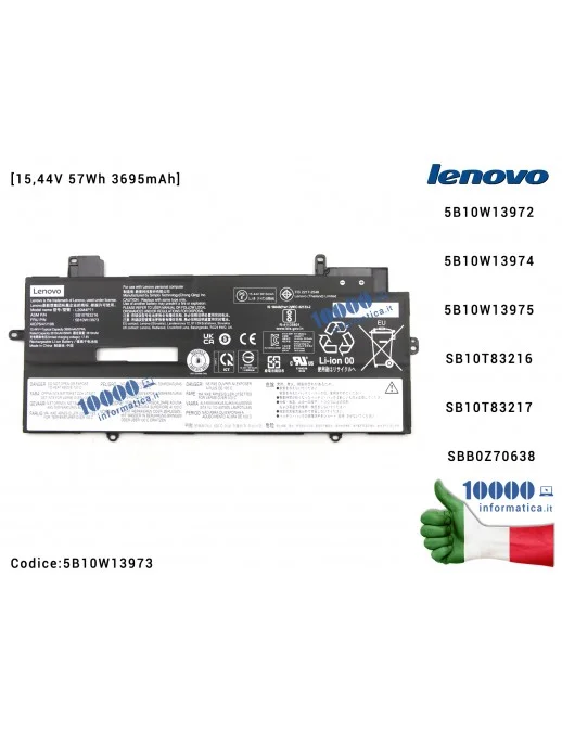 5B10W13973 Batteria L20M4P71 LENOVO ThinkPad X1 Yoga 6th Gen X1 Carbon 9th Gen [15,44V 57Wh 3695mAh] 5B10W13972 5B10W13974 5B...