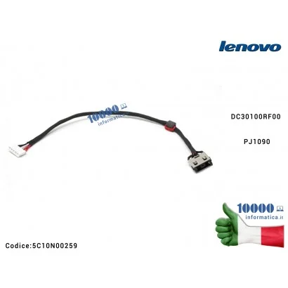 5C10N00259 Connettore DC Power Jack PJ1090 LENOVO IdeaPad Y520-15IKBN (80WK) DC30100RF00 DY512 5C10N00259