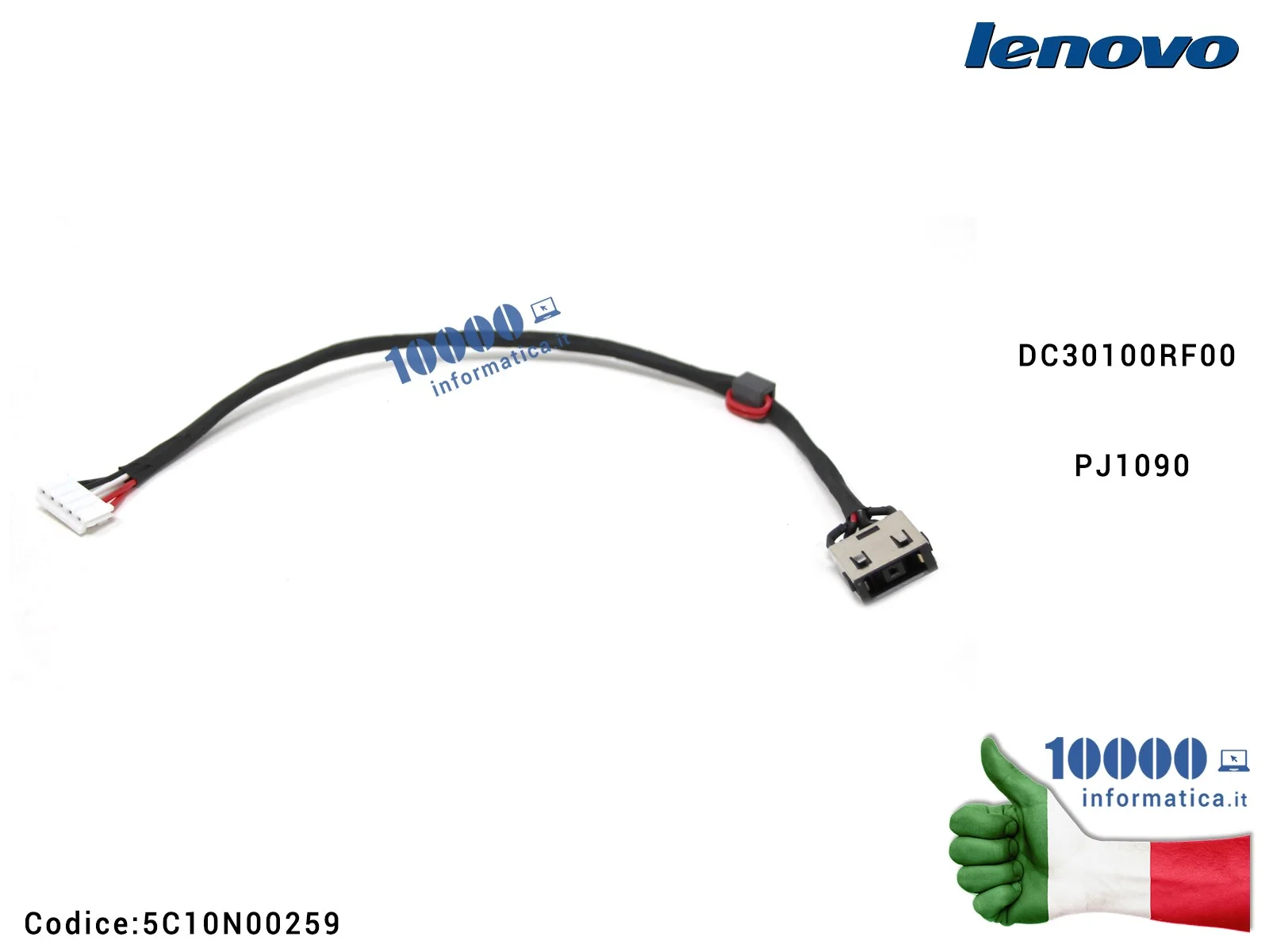5C10N00259 Connettore DC Power Jack PJ1090 LENOVO IdeaPad Y520-15IKBN (80WK) DC30100RF00 DY512 5C10N00259