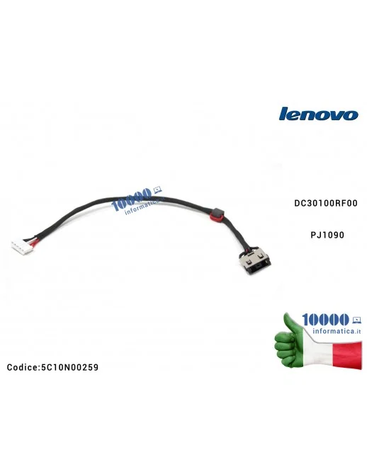 5C10N00259 Connettore DC Power Jack PJ1090 LENOVO IdeaPad Y520-15IKBN (80WK) DC30100RF00 DY512 5C10N00259