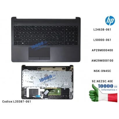 L20387-061 Tastiera Italiana Completa di Top Case Superiore Palmrest (Jet Black) HP 15-DB 250 G7 255 G7 15-DA 15-DR [NERO] L2...