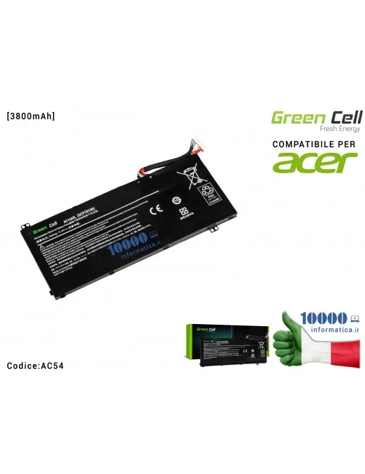 AC54 Batteria AC14A8L AC15B7L Green Cell Compatibile per ACER Aspire Nitro V15 VN7-571G VN7-572G VN7-591G VN7-592G V17 VN7-79...
