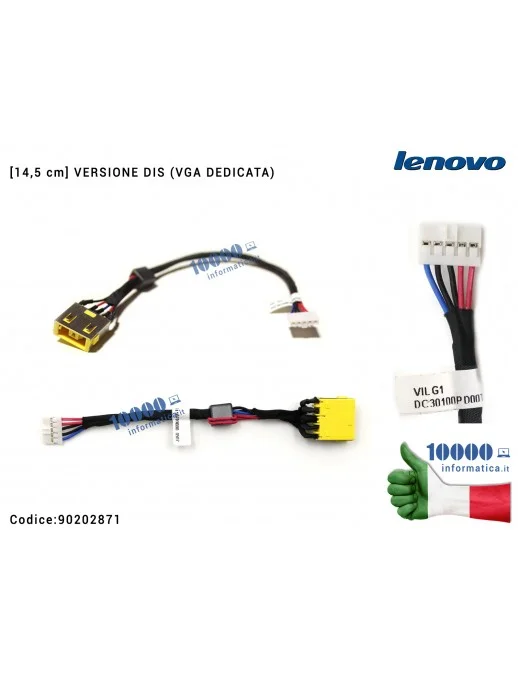 90202871 Connettore DC Power Jack PJ608 [DIS] LENOVO G500S (80AD) G505S (80AM) G400S (80AC) G405S (80AL) [14,5 cm] DC30100PD0...