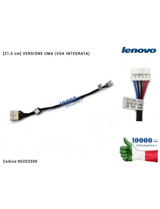 90203300 Connettore di Alimentazione DC Power Jack [UMA] LENOVO G500S (80AD) G505S (80AM) G400S (80AC) G405S (80AL) [21,5 cm]...