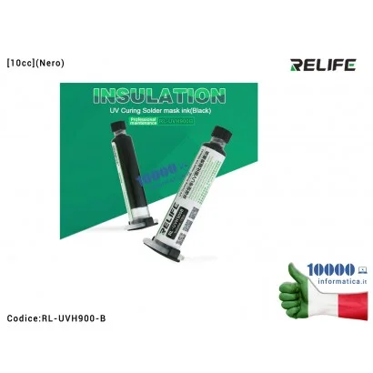 RL-UVH900-B Maschera Ricostruzione Piste RELIFE RL-UVH900 (Nero) [10cc] UV Light curable Solder Mask Ink Crea Maschera Protez...