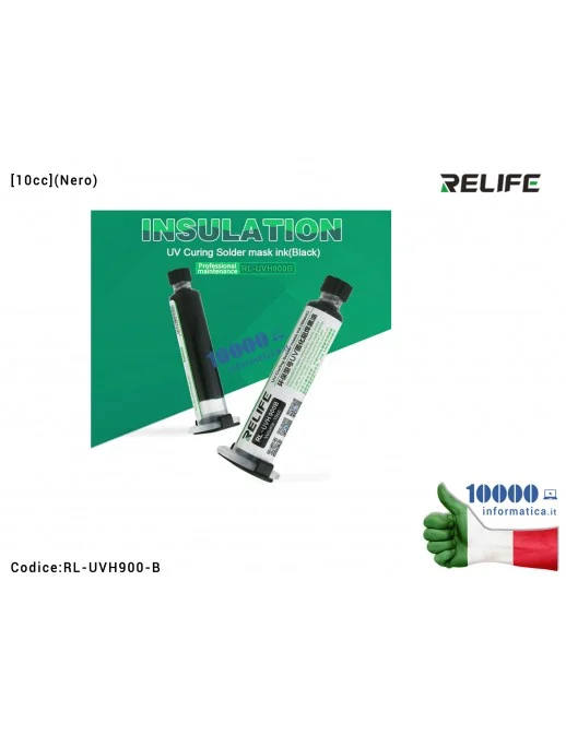 RL-UVH900-B Maschera Ricostruzione Piste RELIFE RL-UVH900 (Nero) [10cc] UV Light curable Solder Mask Ink Crea Maschera Protez...