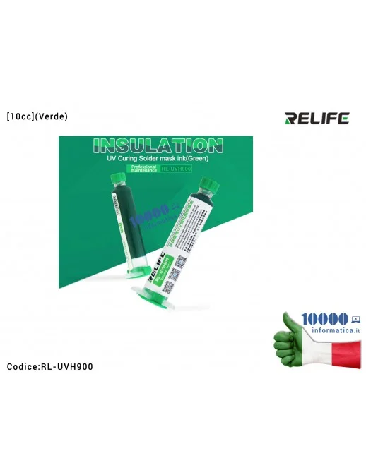 RL-UVH900-G Maschera Ricostruzione Piste RELIFE RL-UVH900 (Verde) [10cc] UV Light curable Solder Mask Ink Crea Maschera Prote...