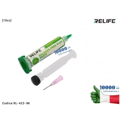 RL-422-IM Pasta Flussante RELIFE RL-422-IM [10cc] Halogen-Free Flux Paste Lead-Free Welding Flux Saldature per BGA SMD CSP Sc...