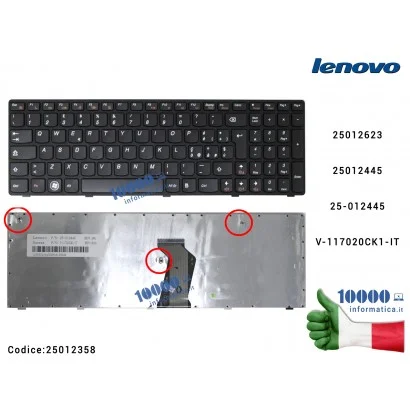 25012358 Tastiera Italiana LENOVO IdeaPad (TIPO 1) Z580 G580 G570 G575 G770 G590 [NERA] 25012623 25012445 25-012445 V-117020C...