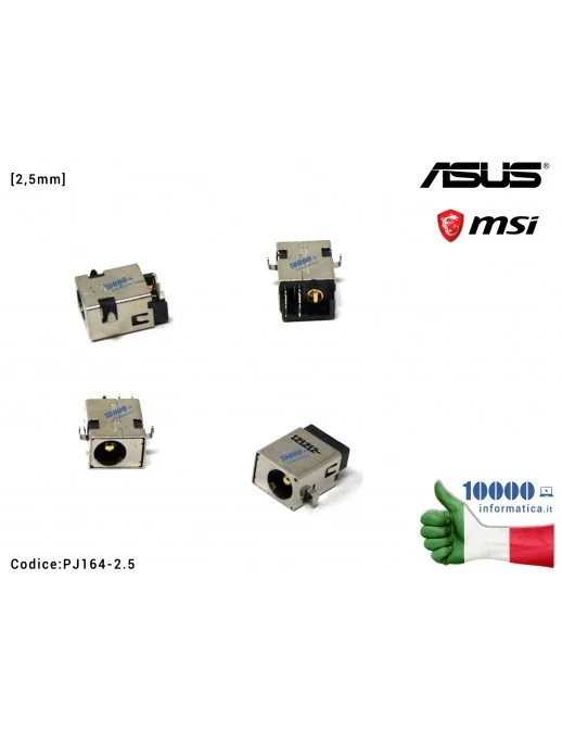 PJ164-2.5 Connettore DC Power Jack PJ164 [2,5mm] MSI Prestige PS42 8RB ASUS G53 G53J G53SW G53SX U32 U32JC U32UJ U32VJ U32VM ...