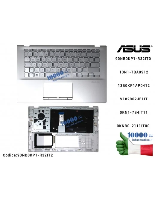 90NB0KP1-R32IT2 Tastiera Italiana Completa di Top Case Superiore ASUS VivoBook 14 X412 F412 S412 (Transparent Silver) X412D X...