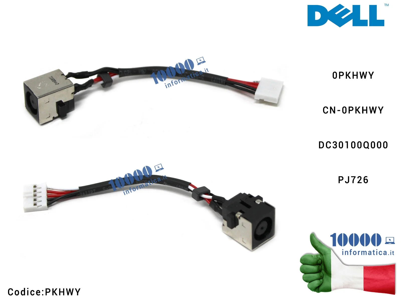 PKHWY Connettore DC Power Jack PJ726 DELL Latitude E6230 E5550 E7440 E7450 PKHWY CN-0PKHWY 0PKHWY DC30100Q000