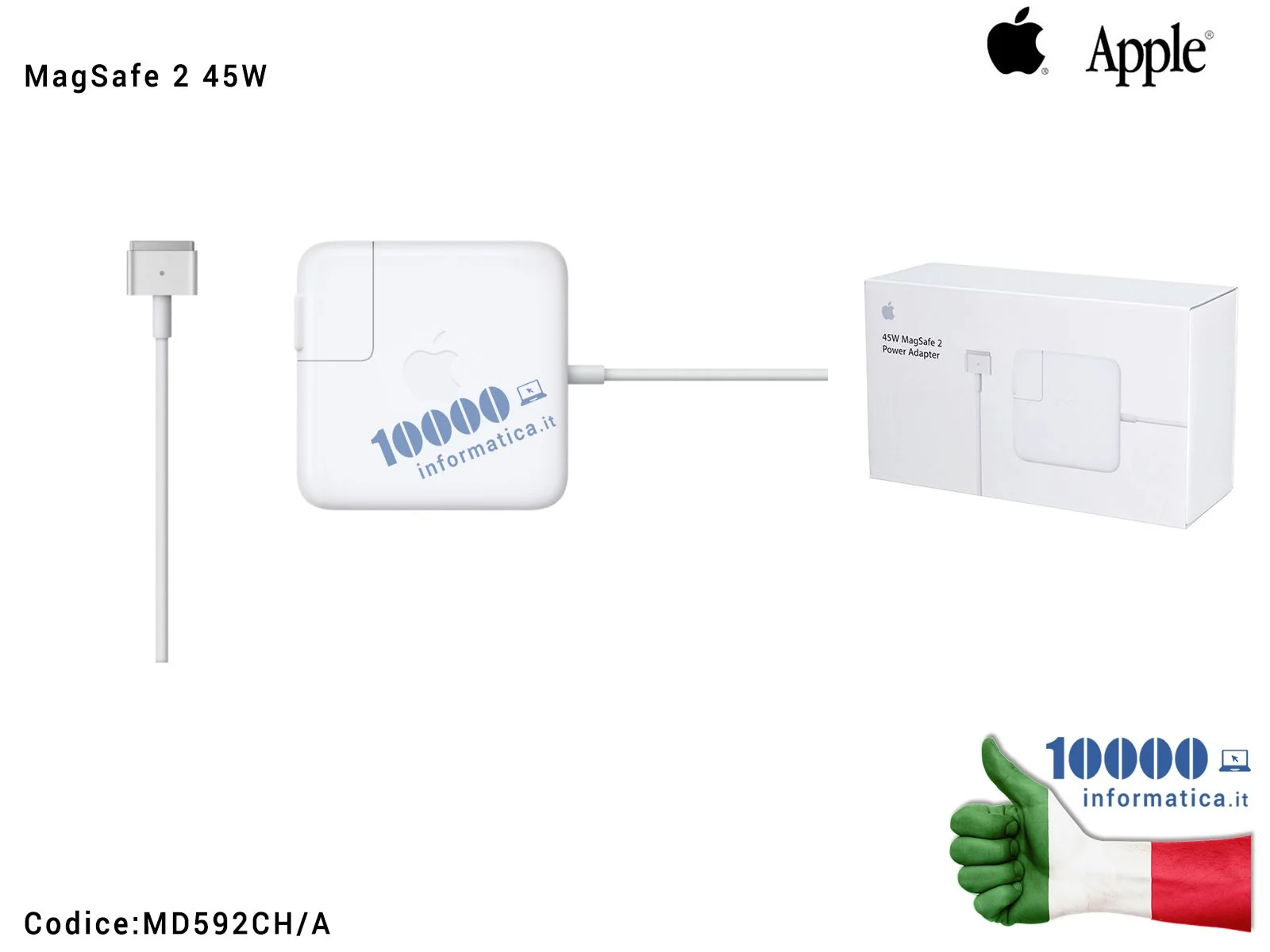 MD592CH/A Alimentatore MagSafe 2 da 45W APPLE MacBook Air A1436 A1465 A1466 MD223 MD224 MD231 MD232
