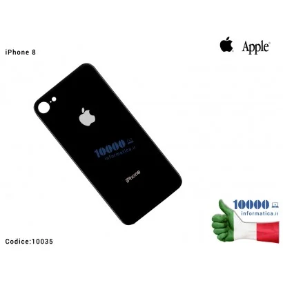 10035 Back Cover Posteriore Vetro APPLE iPhone 8 [NERO] (A1863) (A1905) (A1906) Back Cover Rear Glass Battery