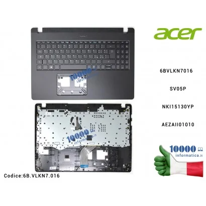 6B.VLKN7.016 Tastiera Italiana Retroilluminata Completa di Top Case Superiore ACER TravelMate TMP215-52 TMP215-52G P215-52 P2...