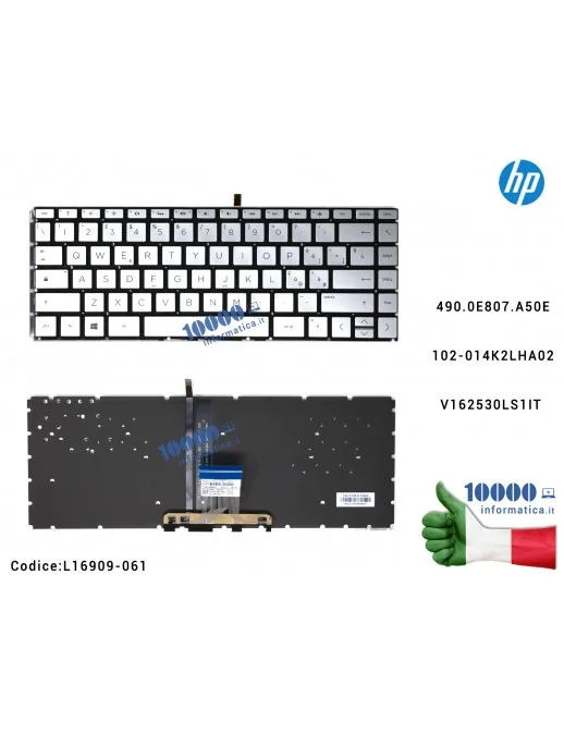 L16909-061 Tastiera Italiana Retroilluminata HP Pavilion 14-CE 14-CE0015TU 14-CE0027TX 14-CE1005TX 14-CE1004TX (SILVER) 490.0...
