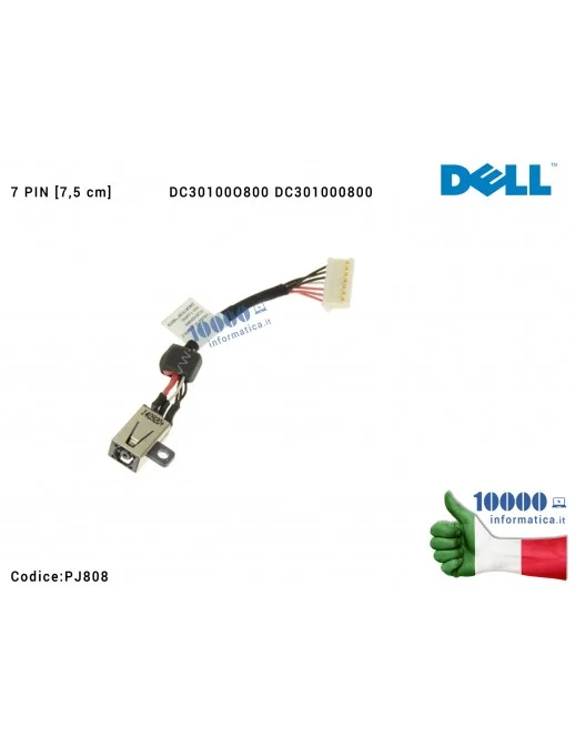 TPNTM Connettore di Alimentazione DC Power Jack PJ808 DELL XPS 15 (9530) (9550) (9560) (9570) Precision M3800 M5510 [7,5 cm] ...