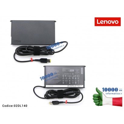 02DL140 Alimentatore Originale LENOVO 170W 20V ThinkPad P1 GEN 5 (21DC) (21DD) [11 x 3mm rettangolare] 02DL140 FRU02DL140 890...