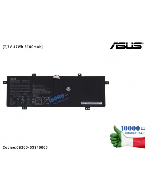 0B200-03340000 Batteria C21N1833 ASUS VivoBook S14 S431 S431F S431FA X431 X431F X431FA X431FL [7,7V 47Wh 6100mAh] 0B200-03340...