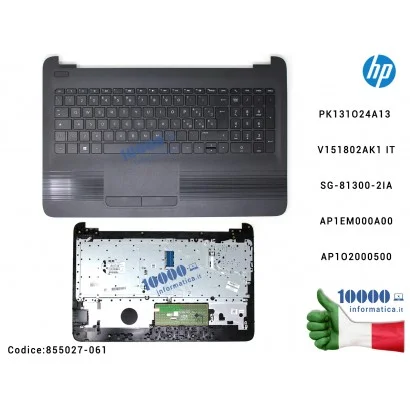 855027-061 Tastiera Italiana Completa di Top Case Superiore Palmrest HP 15-AC [NERO con striature] 15-AF 15-AY 15-BA 250 G4 2...