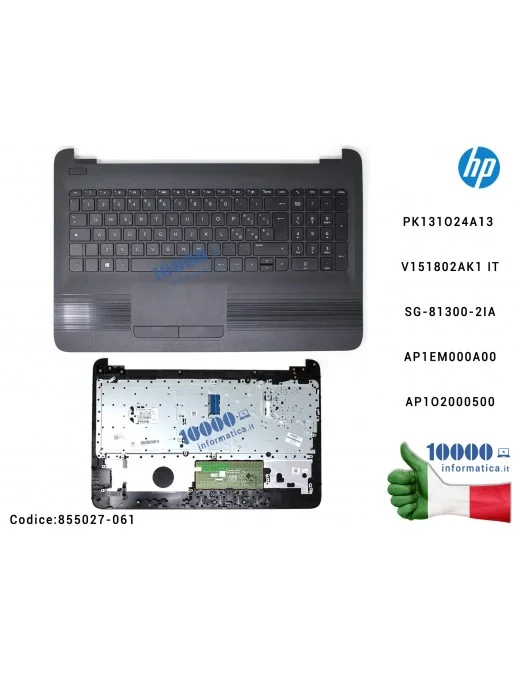 855027-061 Tastiera Italiana Completa di Top Case Superiore Palmrest HP 15-AC [NERO con striature] 15-AF 15-AY 15-BA 250 G4 2...